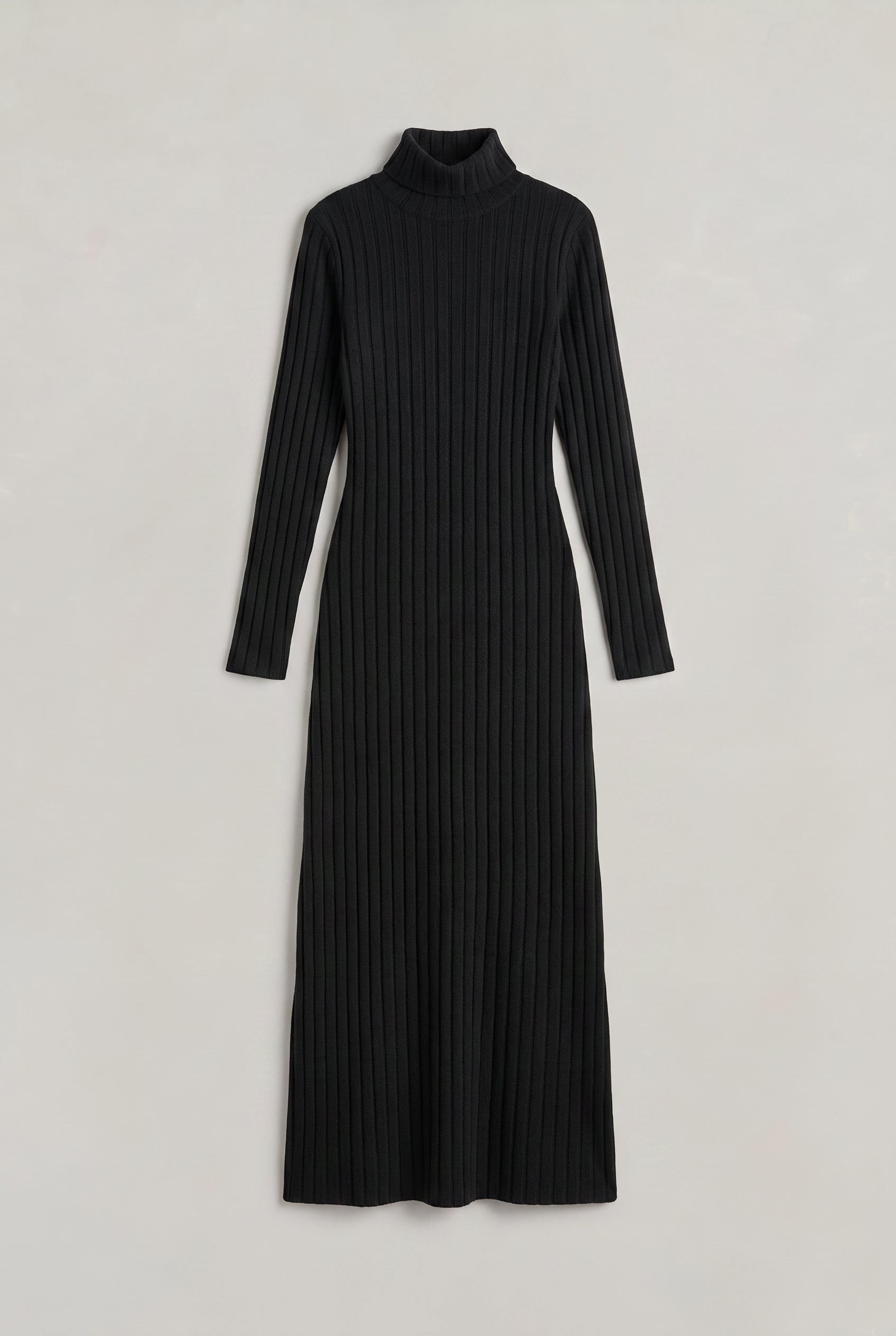 Women’s Knitted Midi Dress Long Sleeve Polo Collar Ribbed