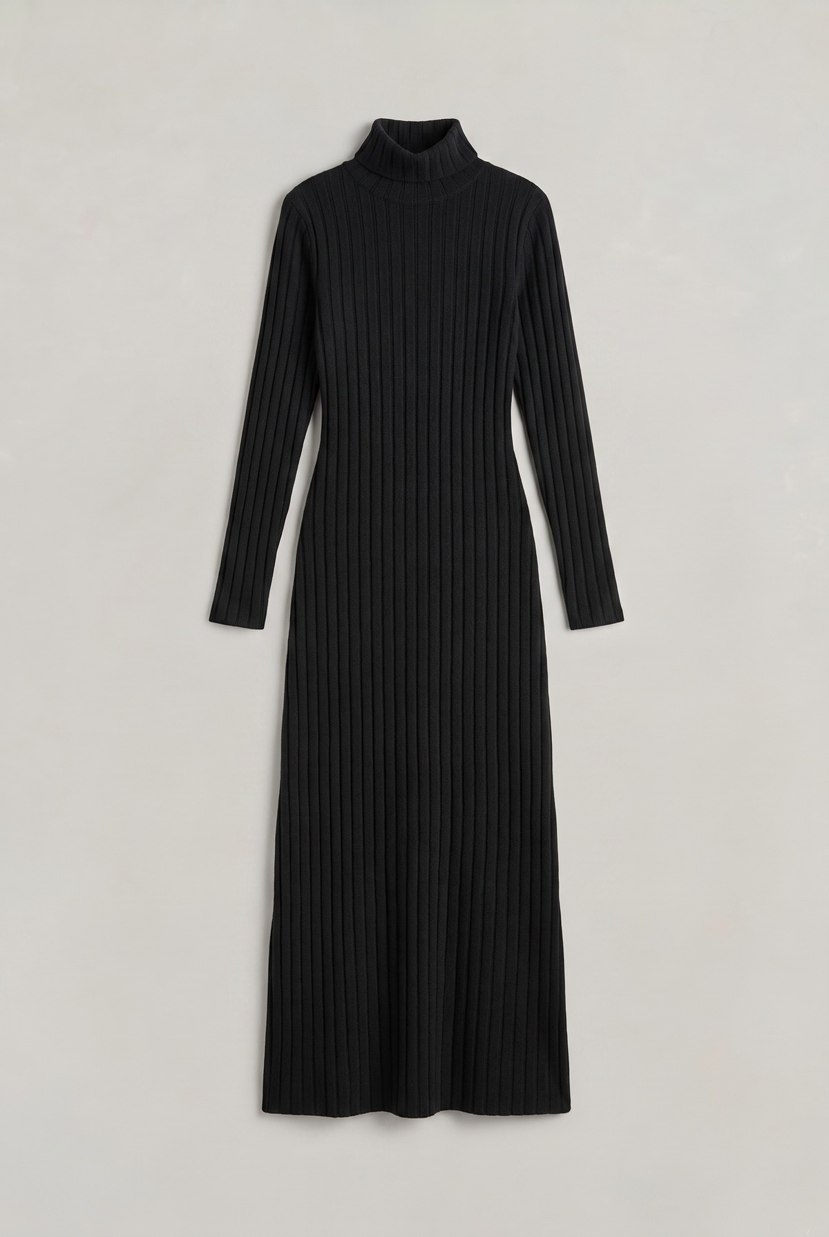 Women’s Knitted Midi Dress Long Sleeve Polo Collar Ribbed