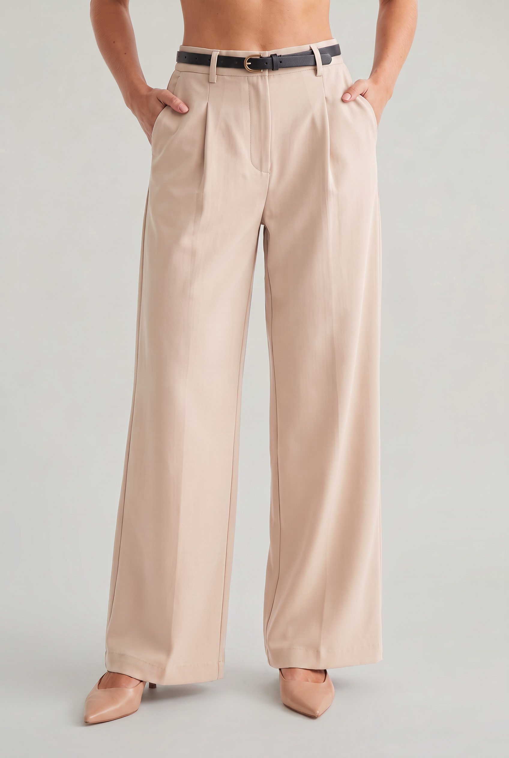 Women’s High Waisted Tailored Trousers Straight Wide Leg