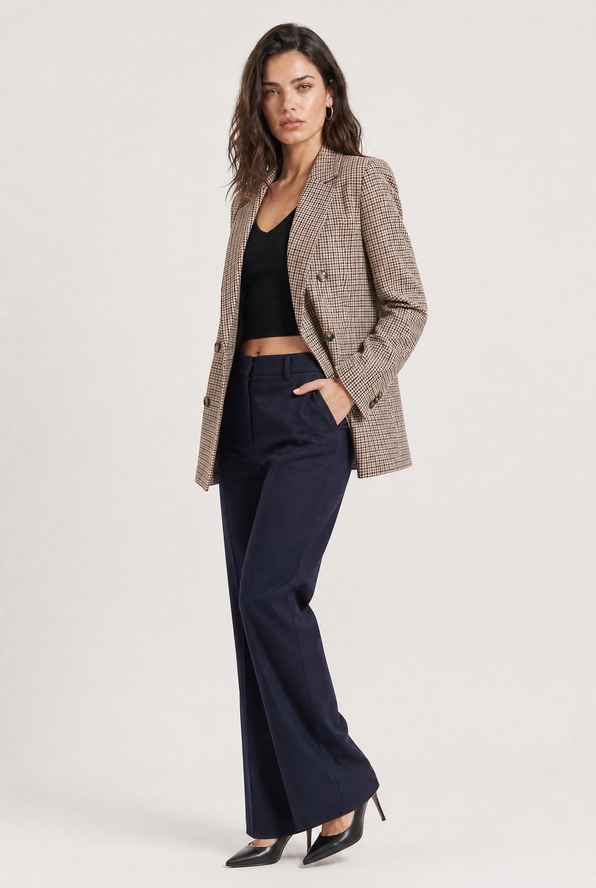Women’s Checkered Double Breasted Blazer