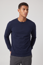 Men’s Long Sleeve Henley Shirt - Button Neck Regular Fit