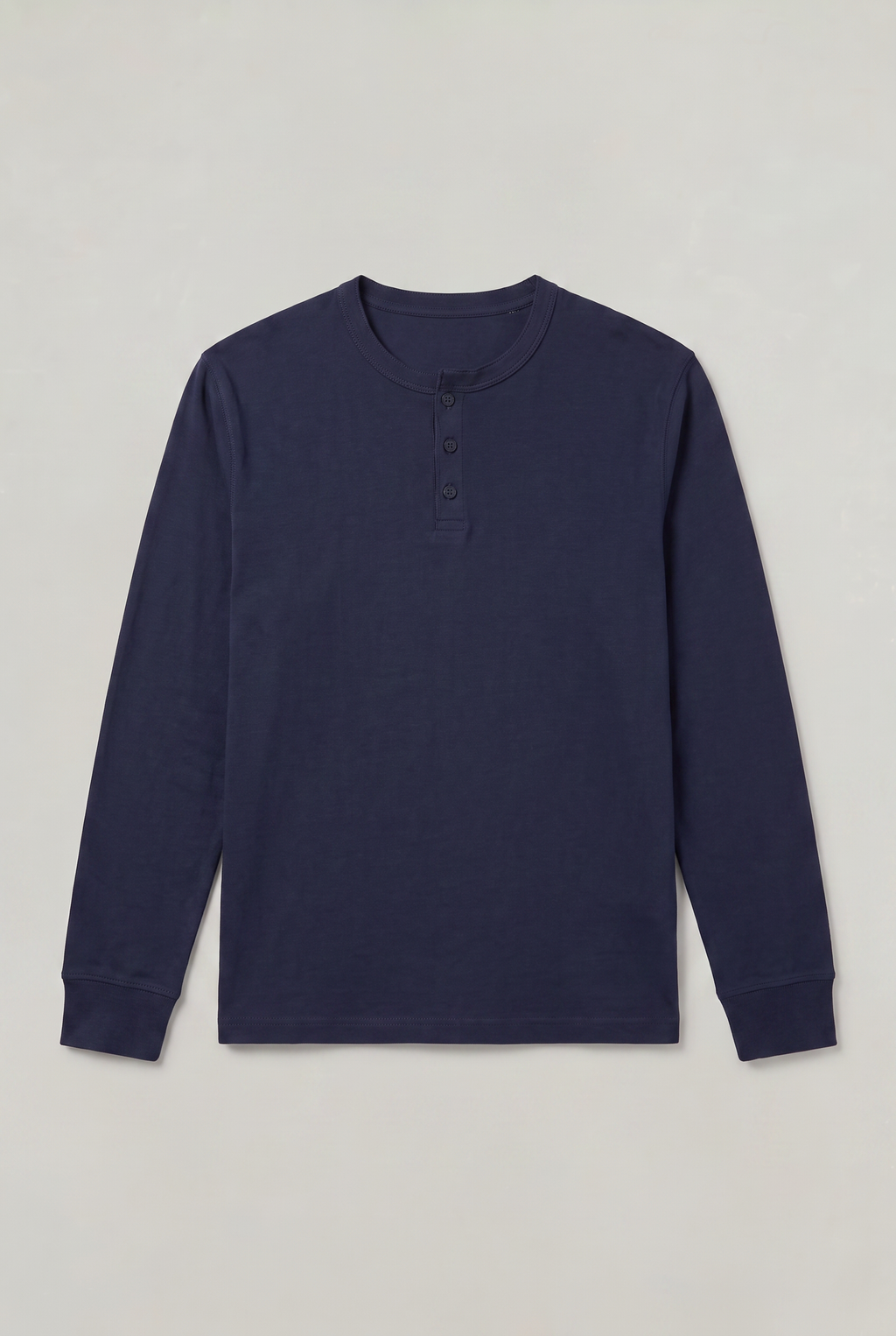 Men’s Long Sleeve Henley Shirt - Button Neck Regular Fit
