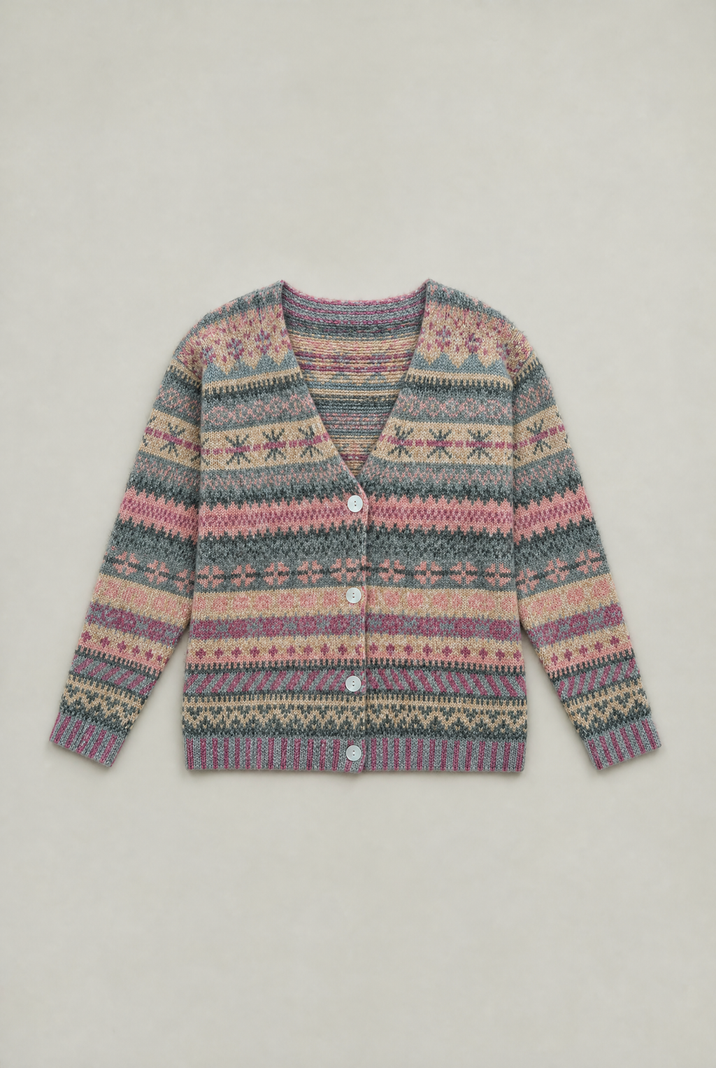 Women's Fair Isle Cardigan - Patterned Knit Button Front