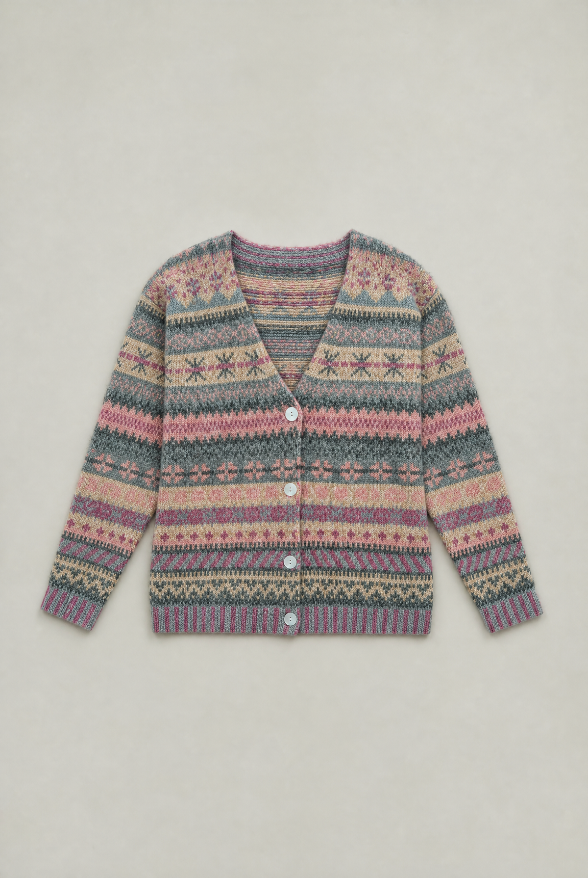 Women's Fair Isle Cardigan - Patterned Knit Button Front