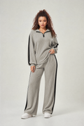 Women's Plus Size Ribbed Half Zip Lounge Set - Two Piece Co Ord