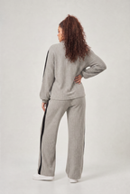 Women's Plus Size Ribbed Half Zip Lounge Set - Two Piece Co Ord