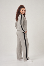 Women's Plus Size Ribbed Half Zip Lounge Set - Two Piece Co Ord