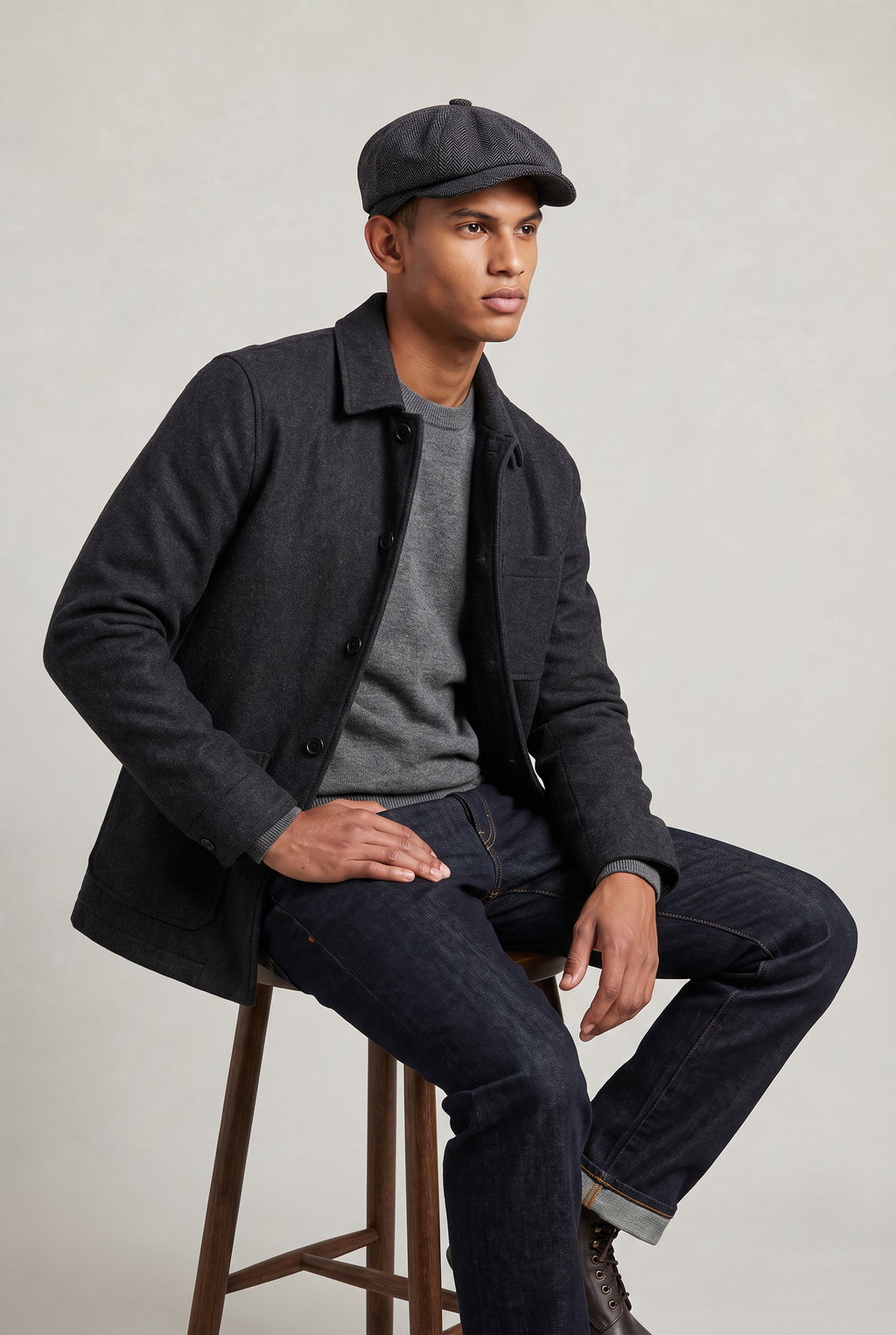 Men's Herringbone Newsboy Flat Cap