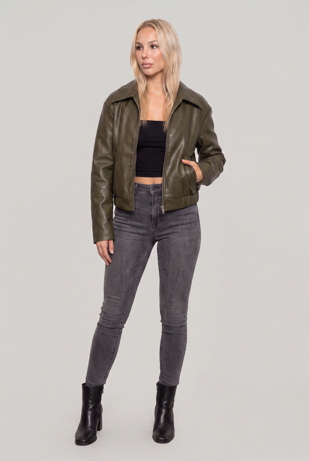Women's Oversized Collared Bomber Jacket