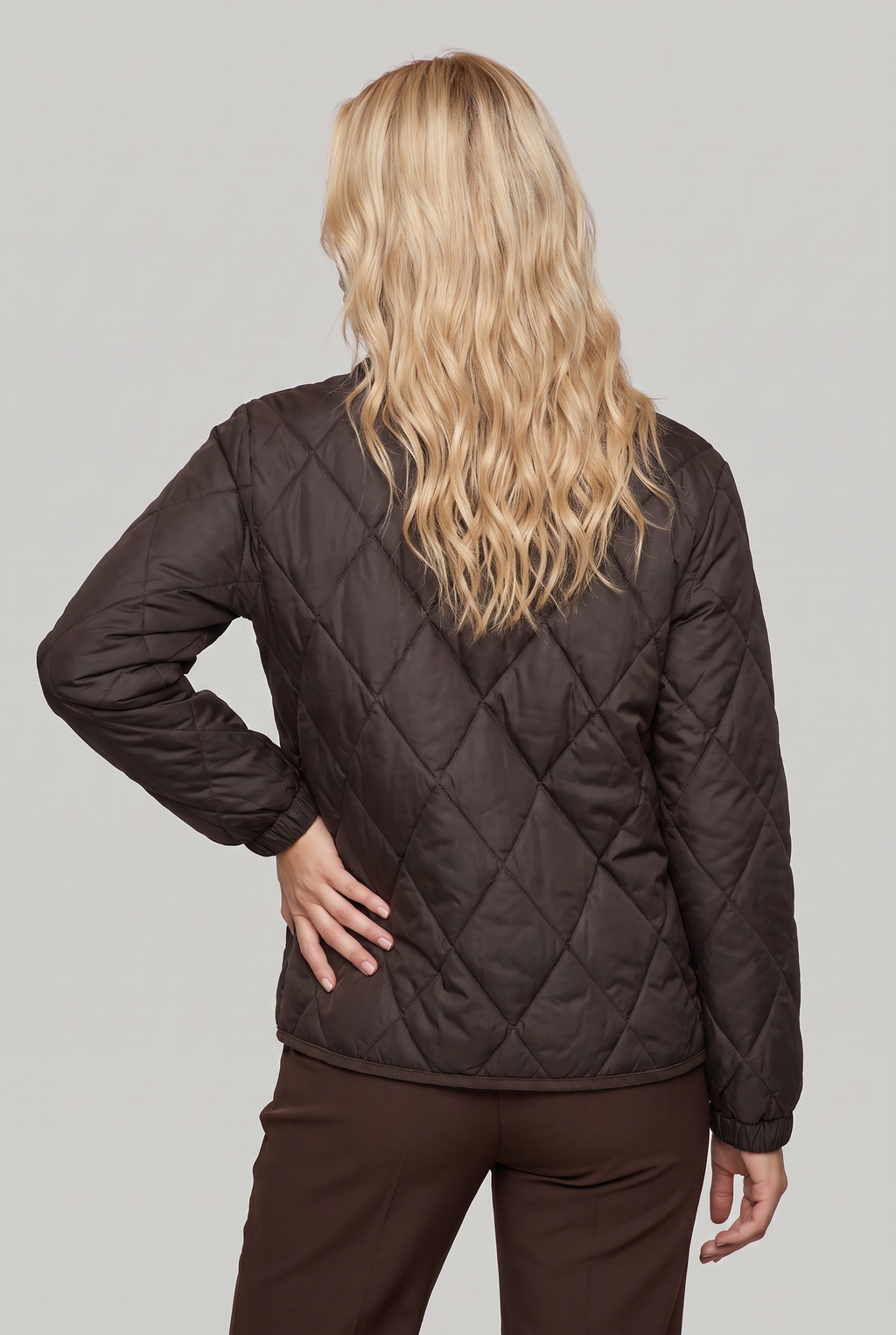 Women's Quilted Diamond Collar Jacket