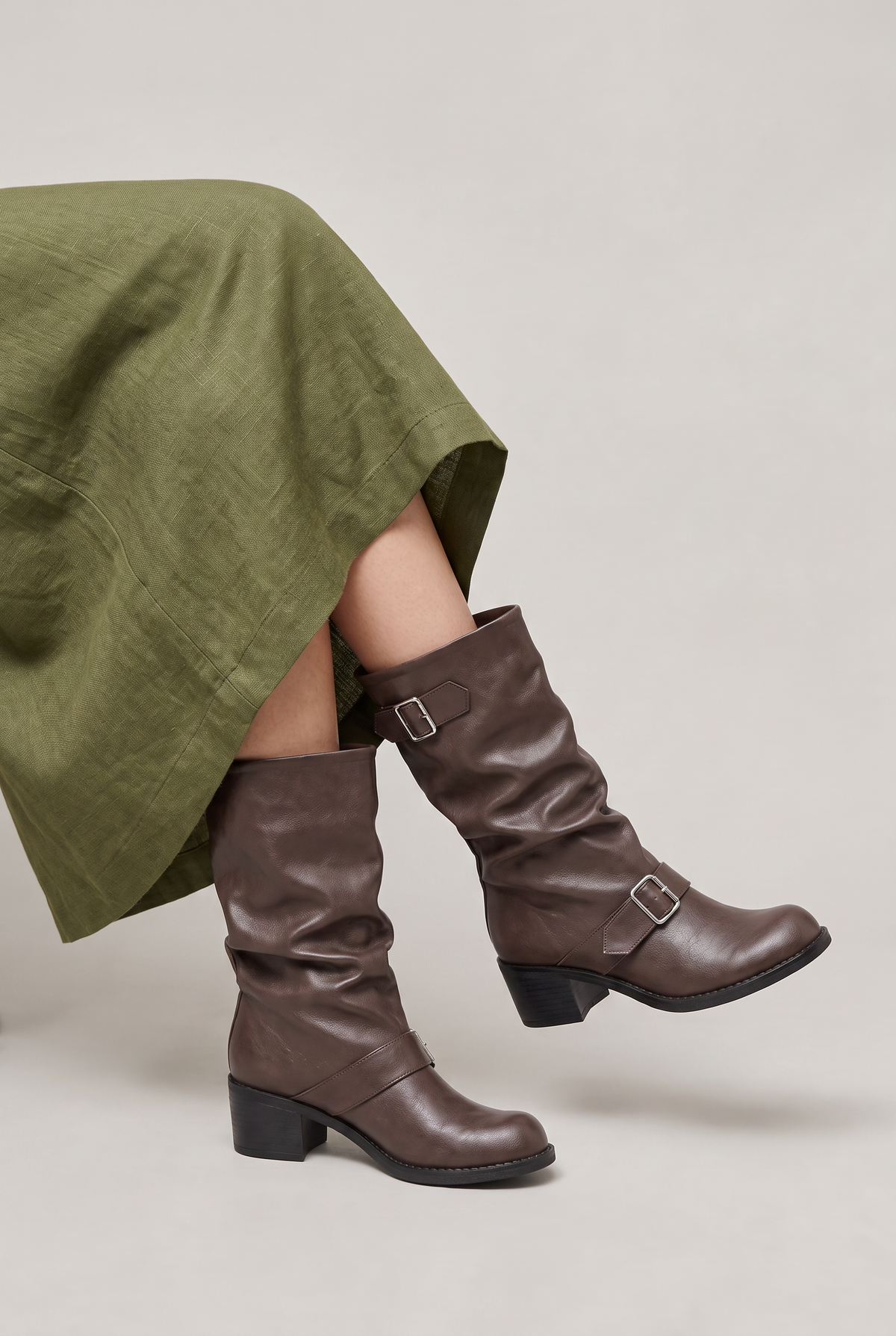 Women’s Buckle Block Heel Boots