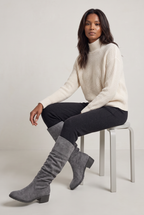 Women's Suede Look Slouchy Knee High Boots