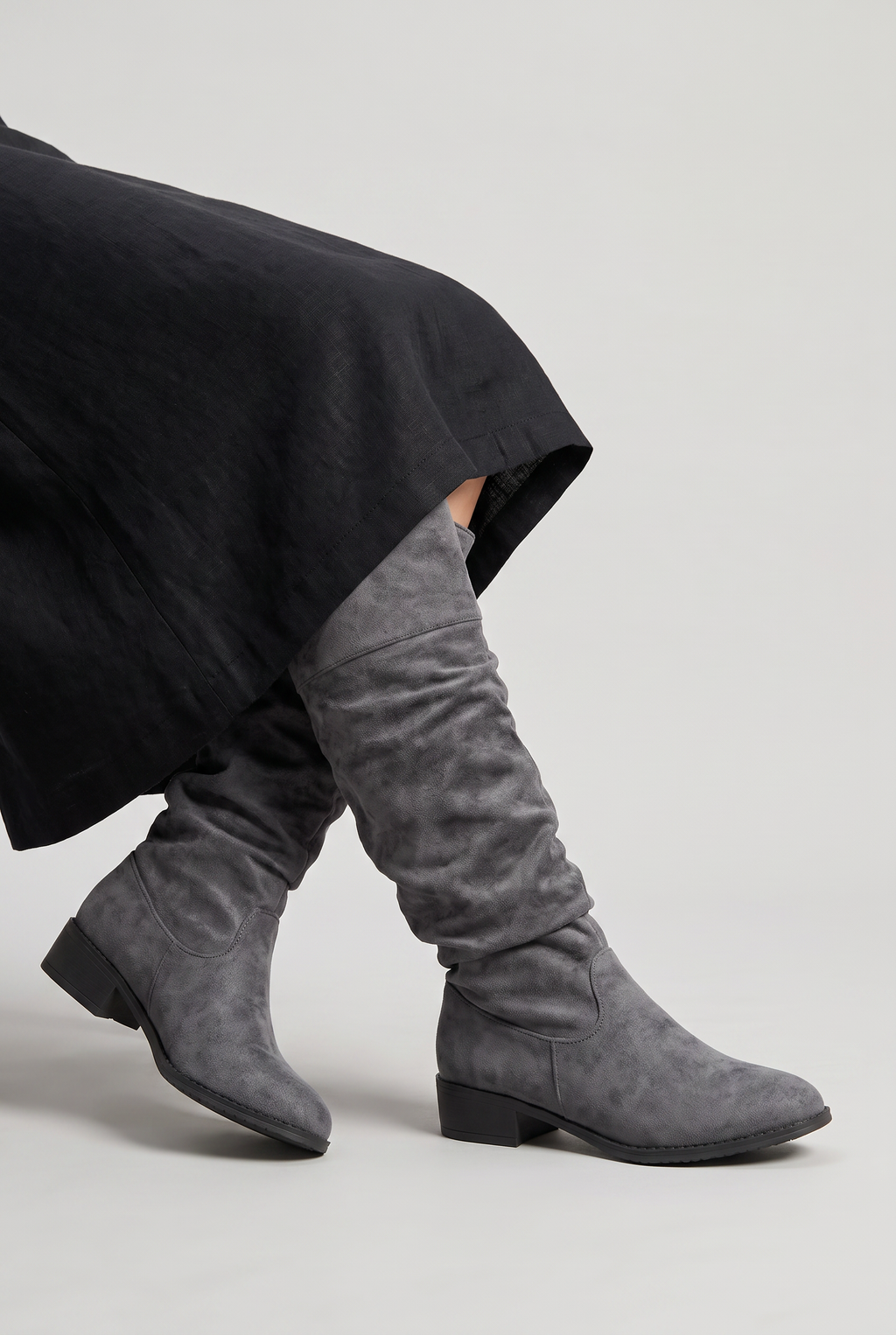 Women's Suede Look Slouchy Knee High Boots