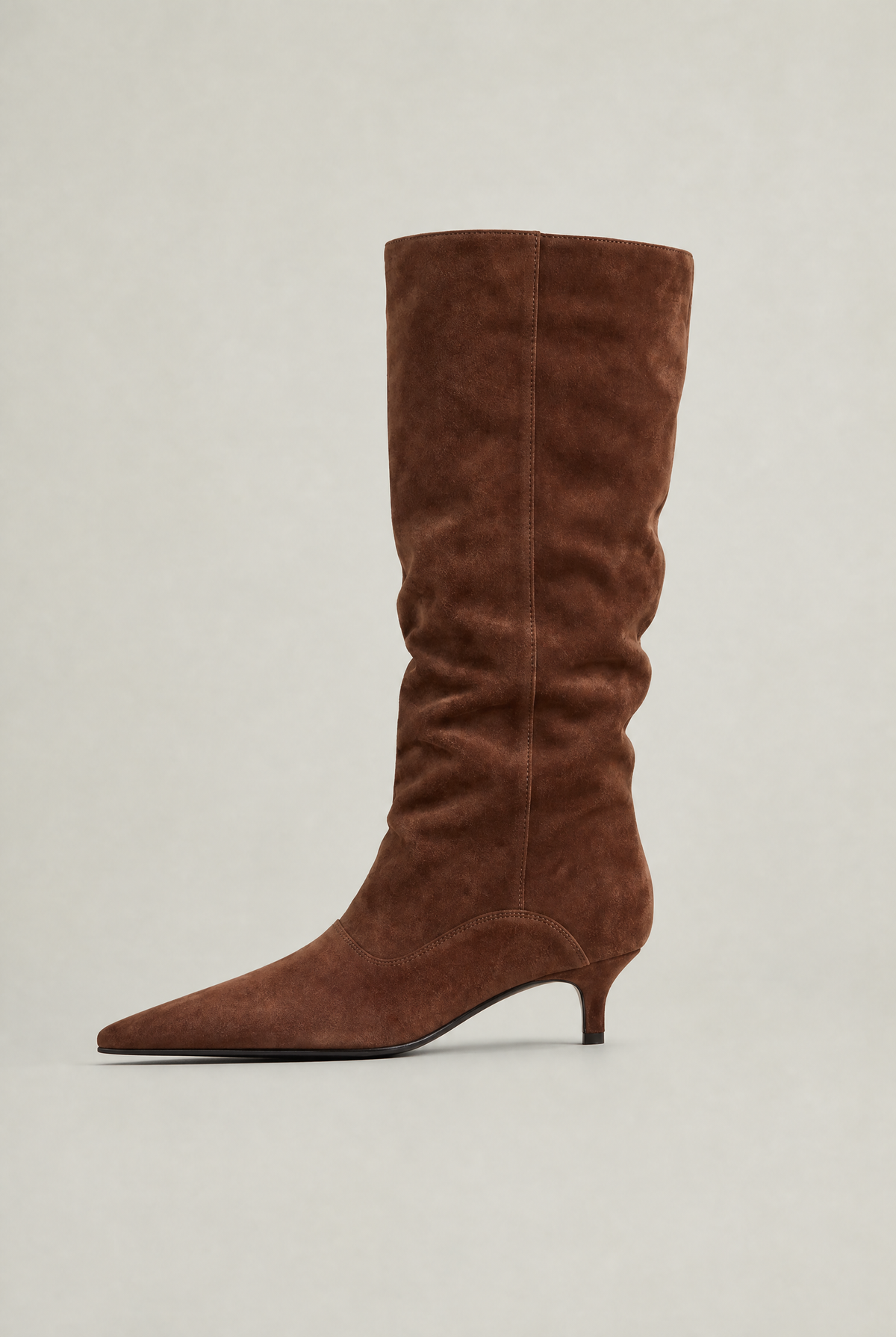 Women’s Suede Knee-High Slouch Boots - Pull-On Style