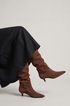 Women’s Suede Knee-High Slouch Boots - Pull-On Style