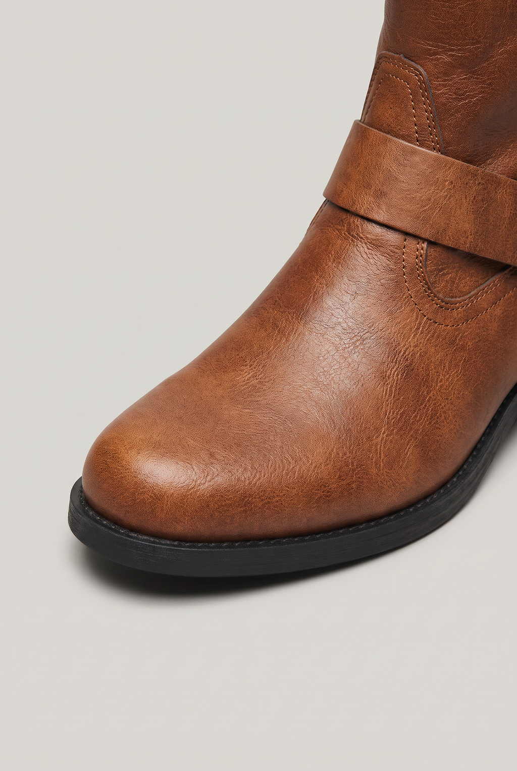 Men’s Leather Side-Zip Harness Ankle Boots