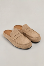 Men's Backless Loafers - Suede Look Mule Slip On