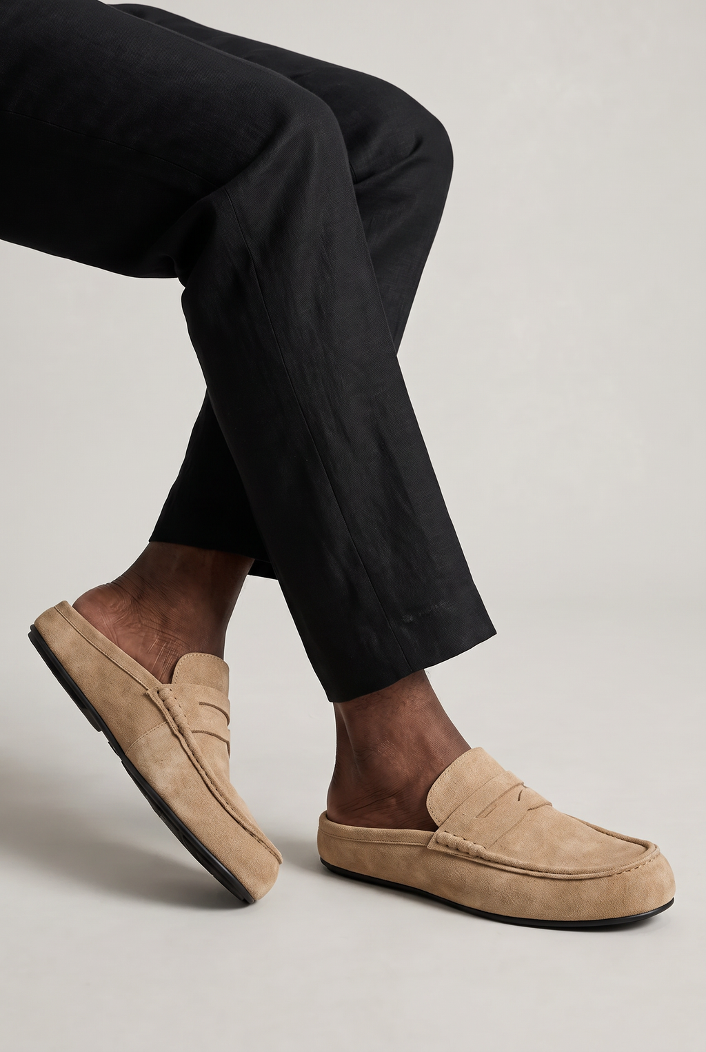 Men's Backless Loafers - Suede Look Mule Slip On