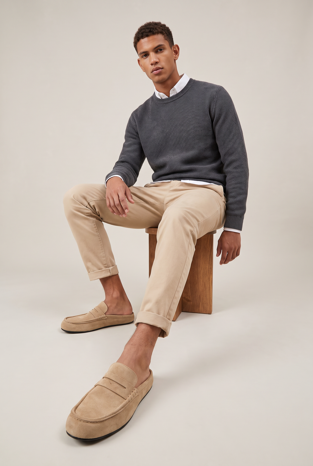 Men's Backless Loafers - Suede Look Mule Slip On