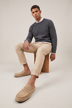 Men's Backless Loafers - Suede Look Mule Slip On
