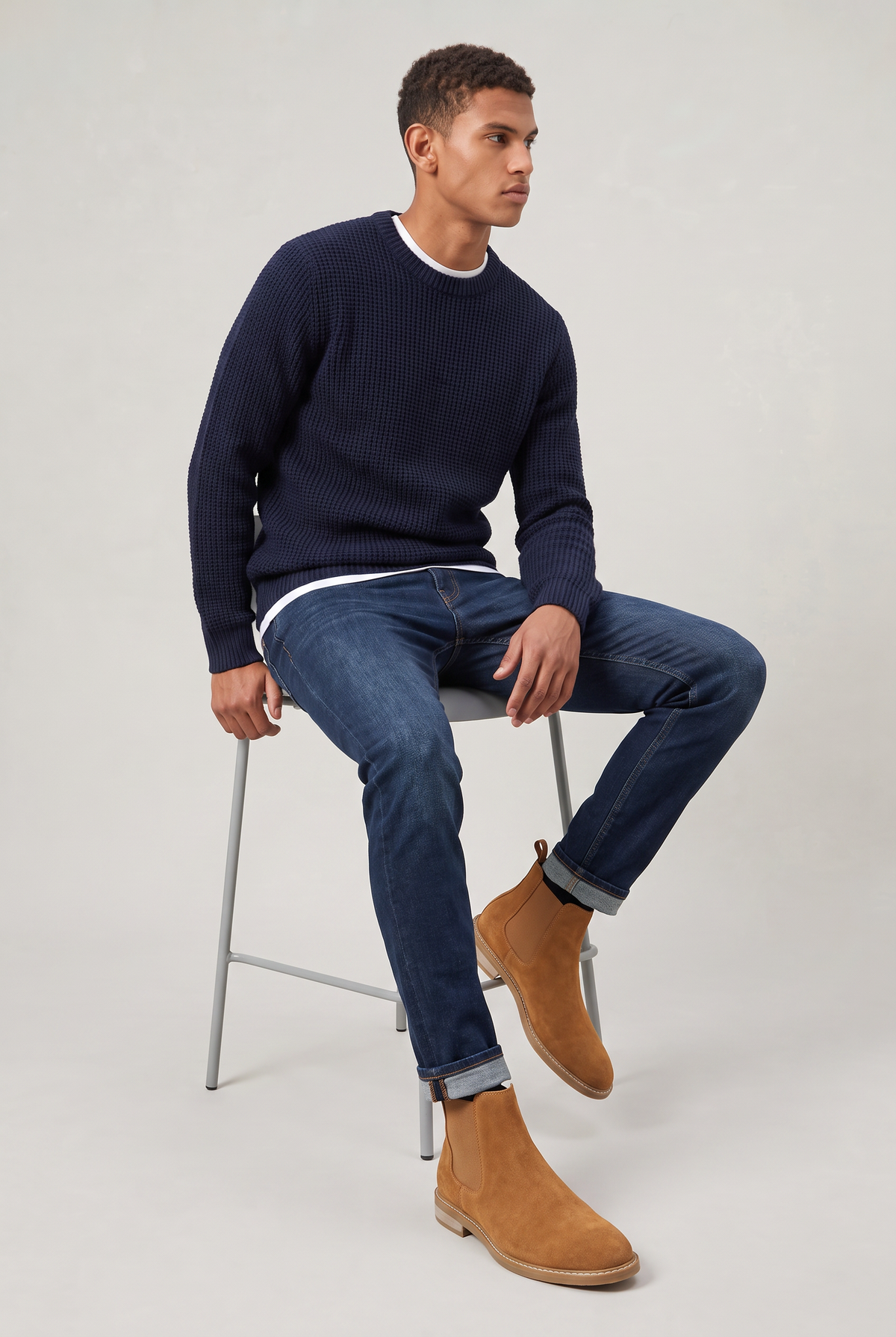 Men's Suede Look Chelsea Boots - Slip On Ankle Boots