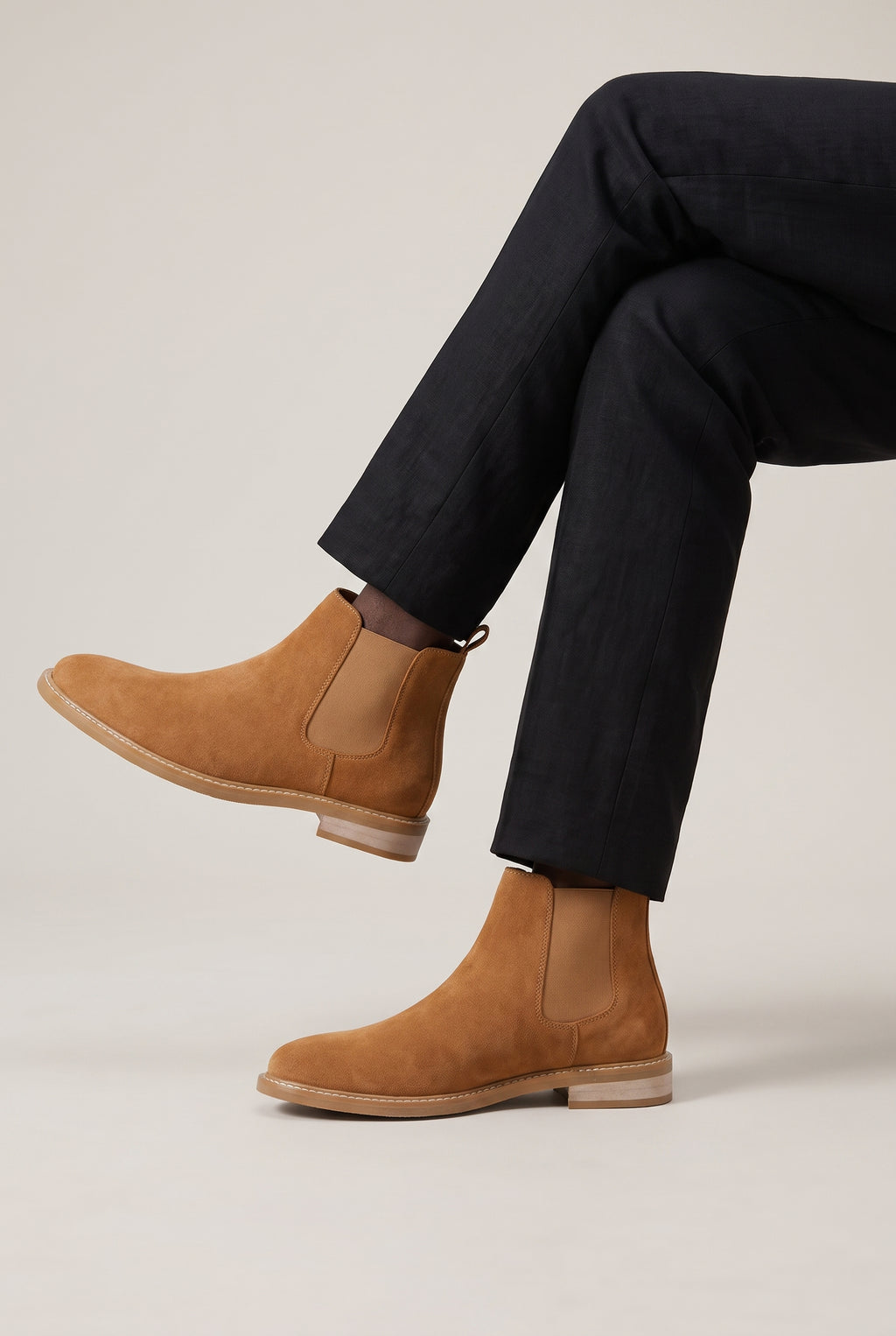 Men's Suede Look Chelsea Boots - Slip On Ankle Boots