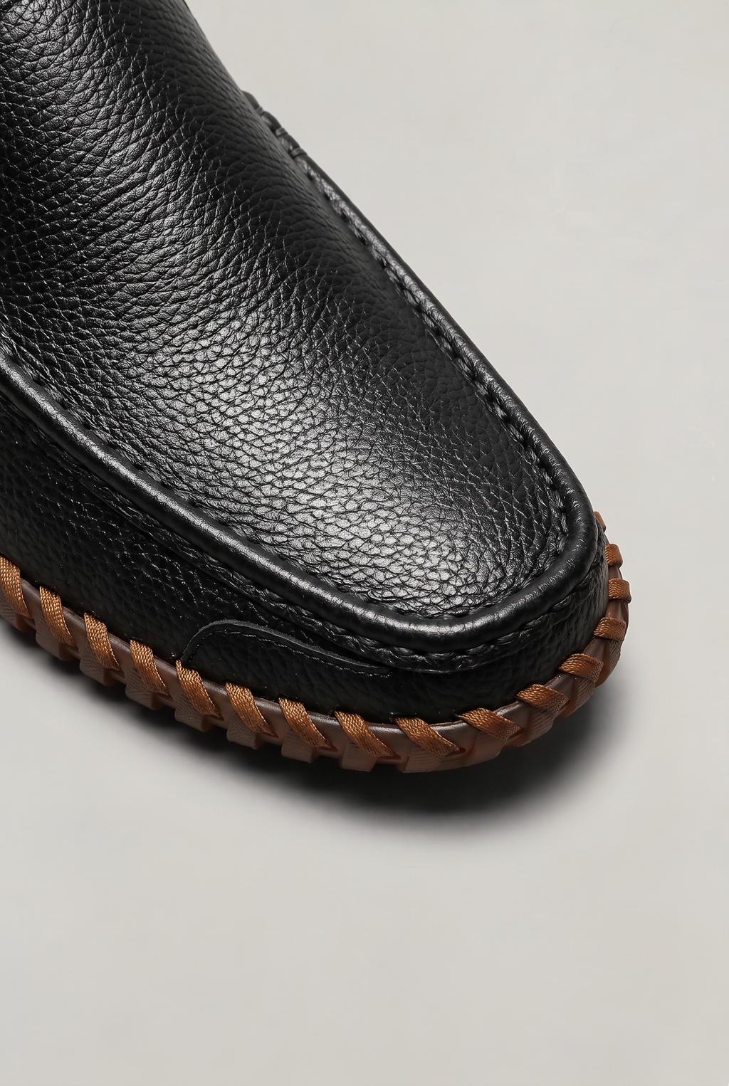 Men's Handstitched PU Leather Slip-On Loafers - Round Toe Smart Casual