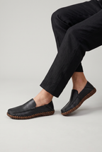 Men's Handstitched PU Leather Slip-On Loafers - Round Toe Smart Casual