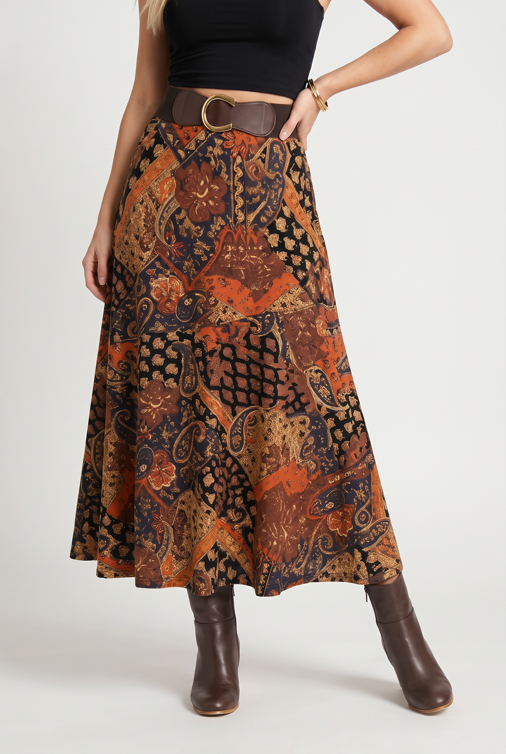 Women’s Printed A-Line Midi Skirt