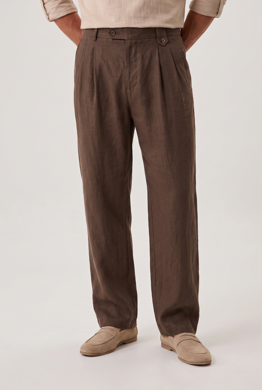 Men’s Relaxed Straight Wide-Leg Linen Trousers