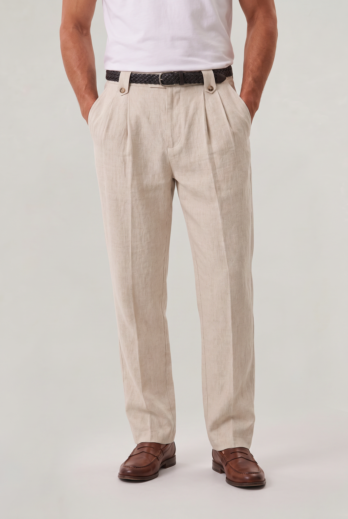 Men’s Relaxed Straight Wide-Leg Linen Trousers