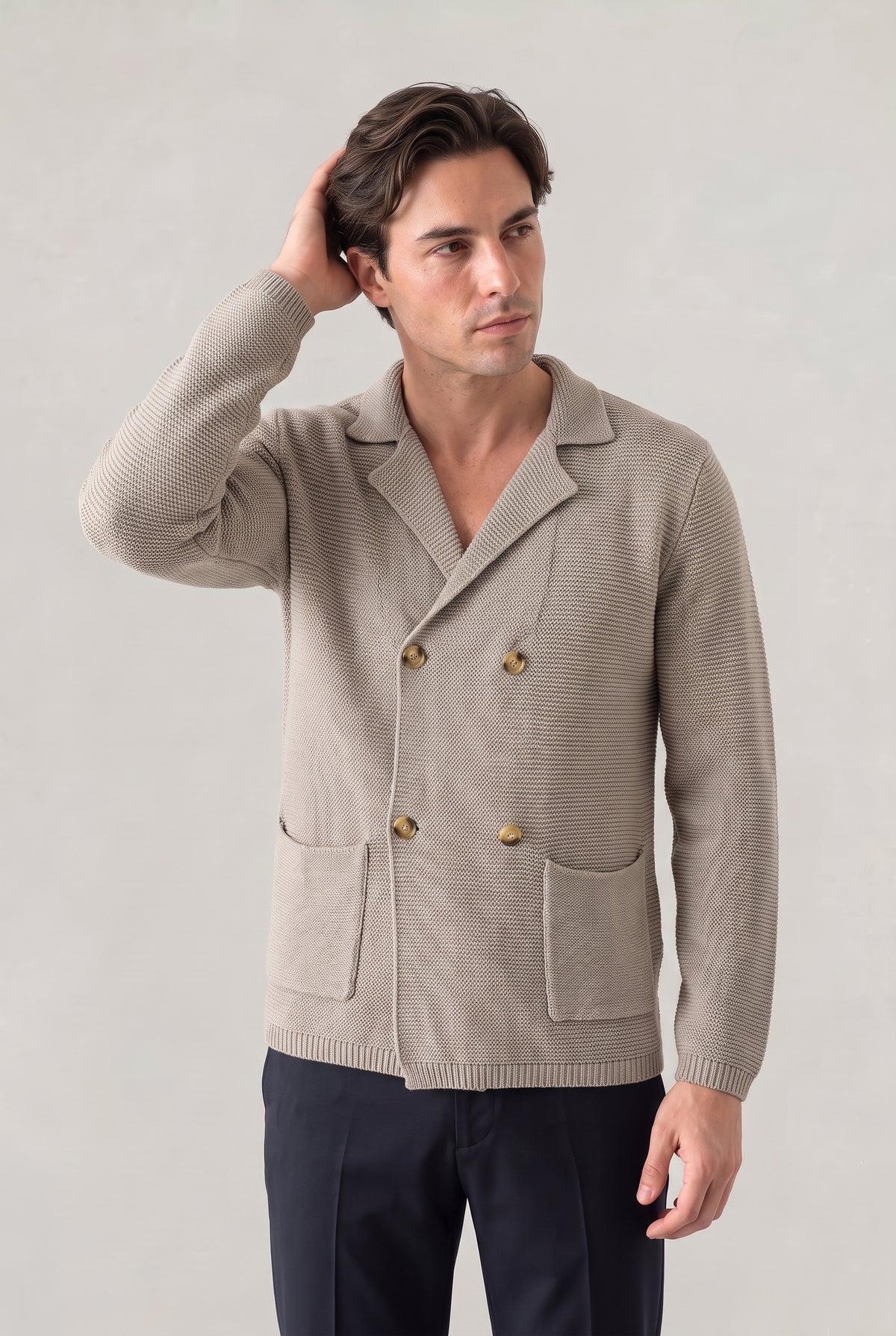 Men’s Double-Breasted Knit Cardigan