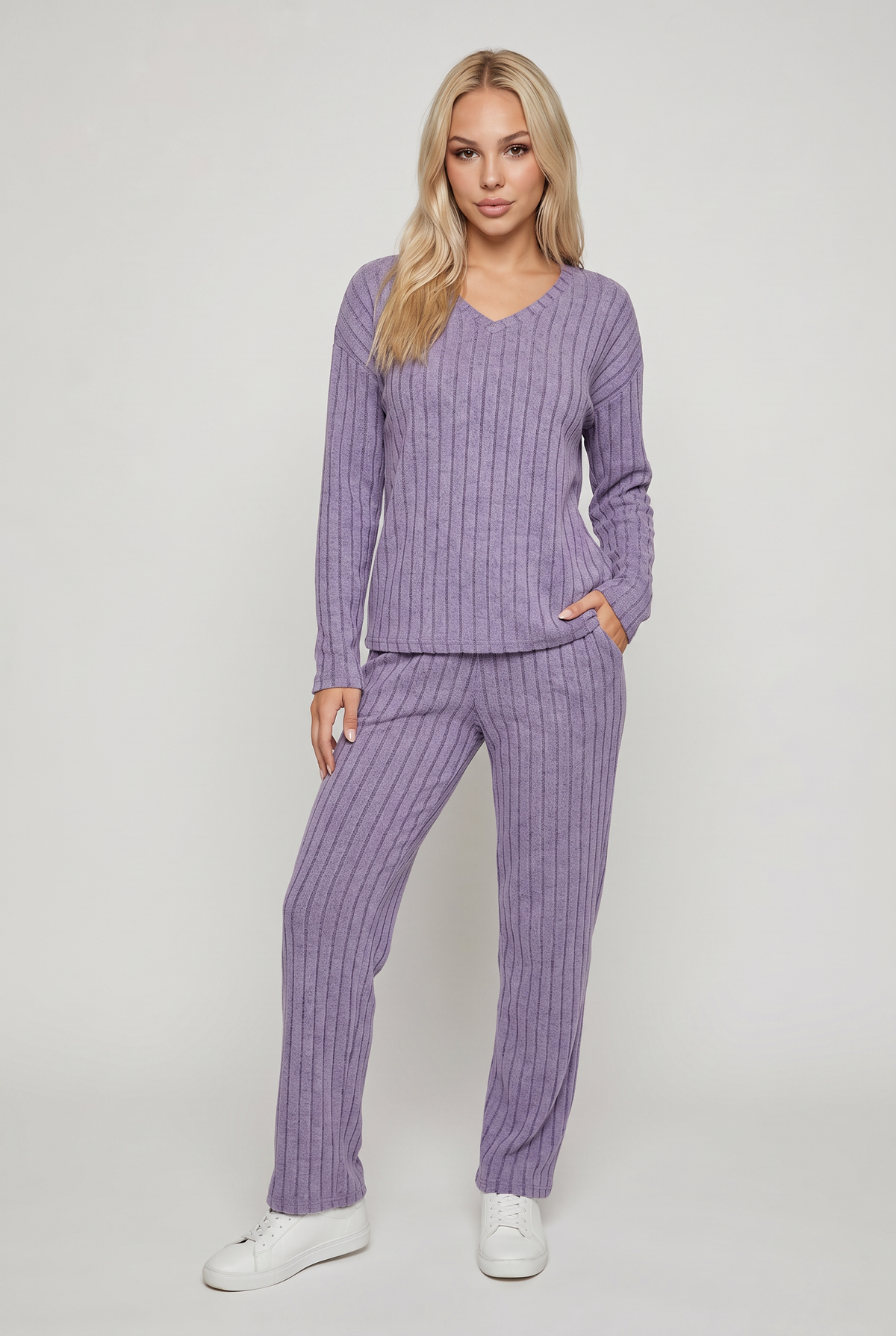 Women’s Ribbed Long-Sleeve Pyjama Set