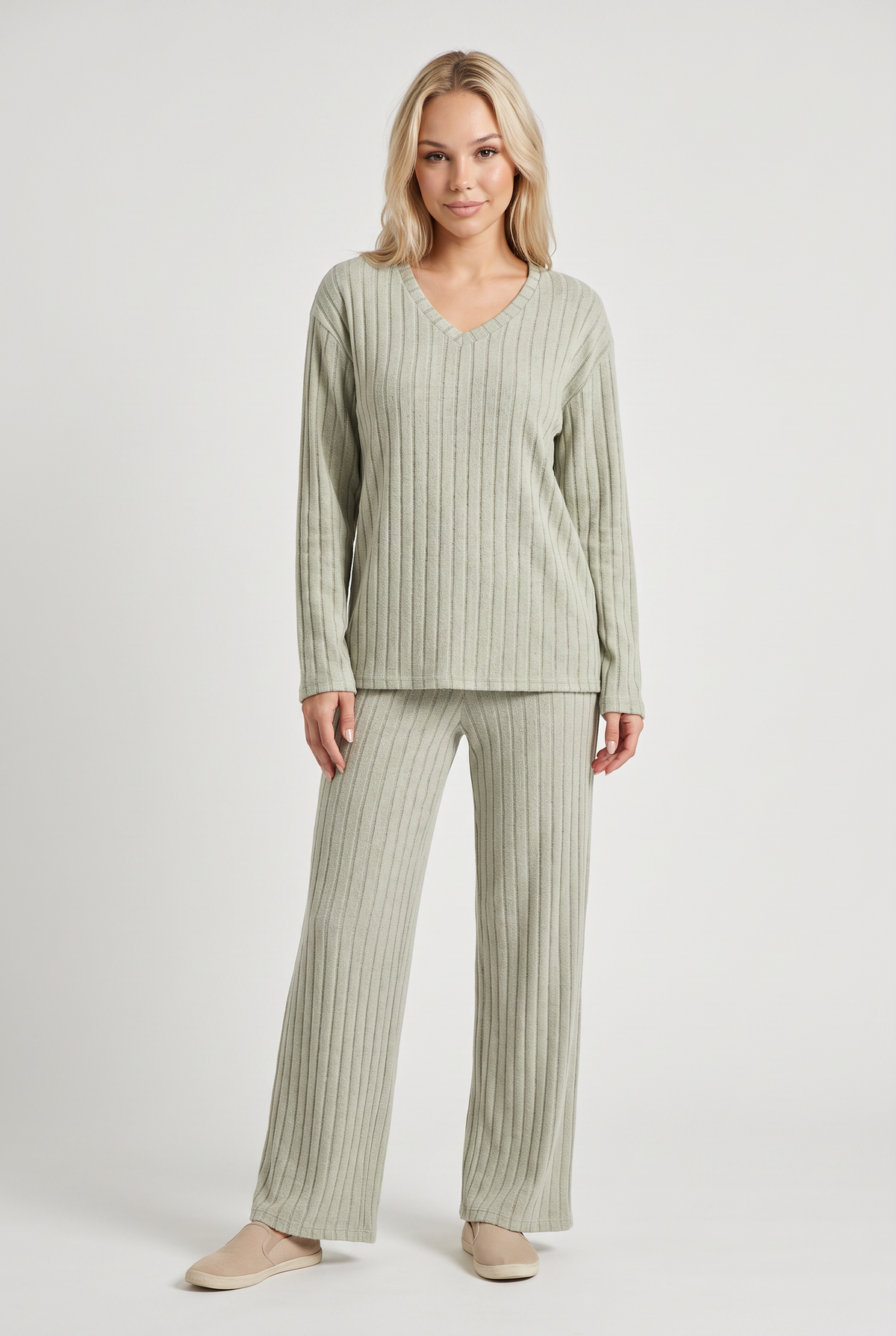 Women’s Ribbed Long-Sleeve Pyjama Set