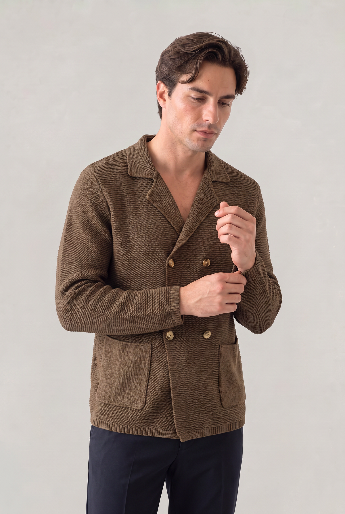 Men’s Double-Breasted Knit Cardigan