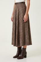 Women’s Tweed Checked A-Line Midi Skirt
