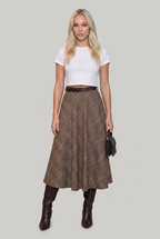 Women’s Tweed Checked A-Line Midi Skirt