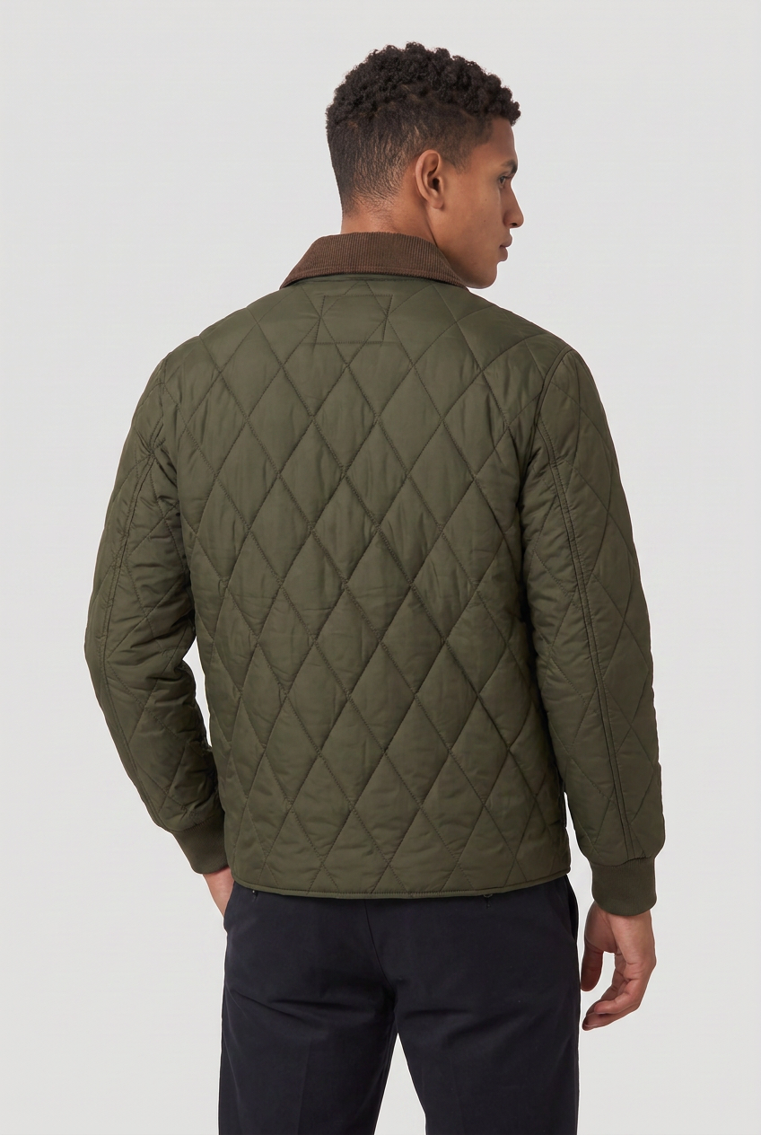 Men’s Vintage Corduroy Collar Quilted Utility Jacket