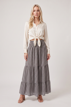 Women’s Checked Tiered A-Line Maxi Skirt