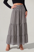 Women’s Checked Tiered A-Line Maxi Skirt
