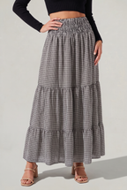 Women’s Checked Tiered A-Line Maxi Skirt