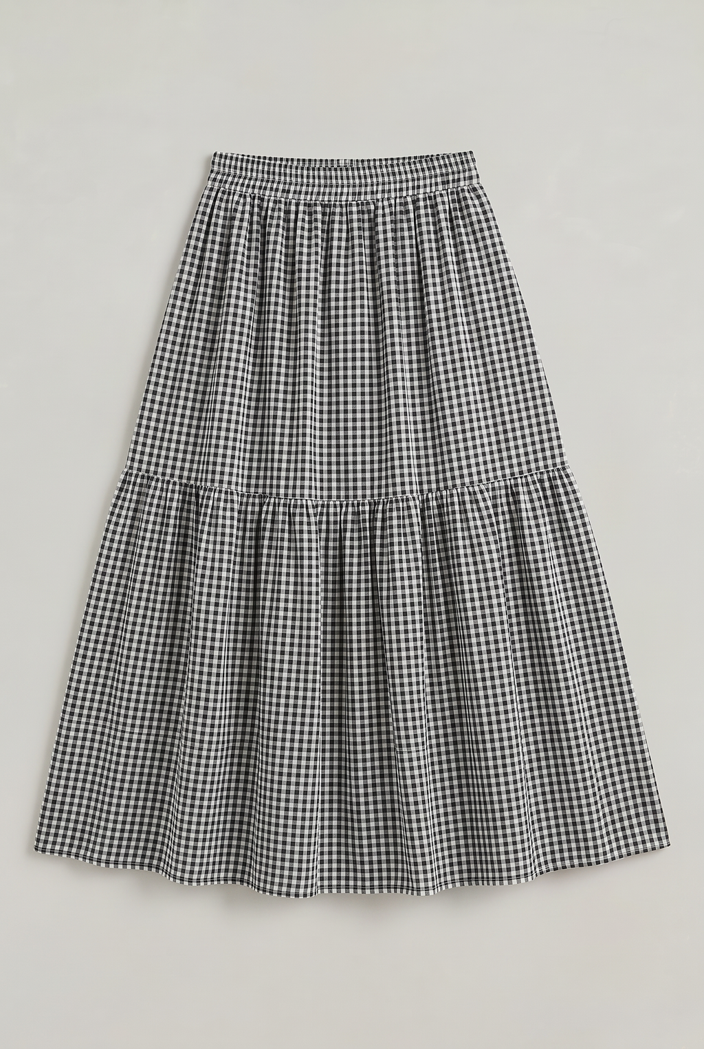 Women’s Checked Tiered A-Line Maxi Skirt
