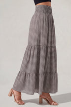 Women’s Checked Tiered A-Line Maxi Skirt