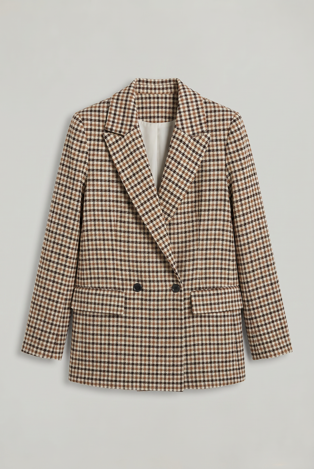Women's Houndstooth Blazer - Oversized Check Double Breasted