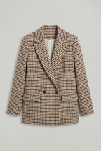 Women's Houndstooth Blazer - Oversized Check Double Breasted
