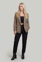 Women's Houndstooth Blazer - Oversized Check Double Breasted