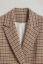 Women's Houndstooth Blazer - Oversized Check Double Breasted