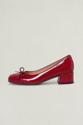 Women’s Patent Bow Block Heel Ballet Pumps