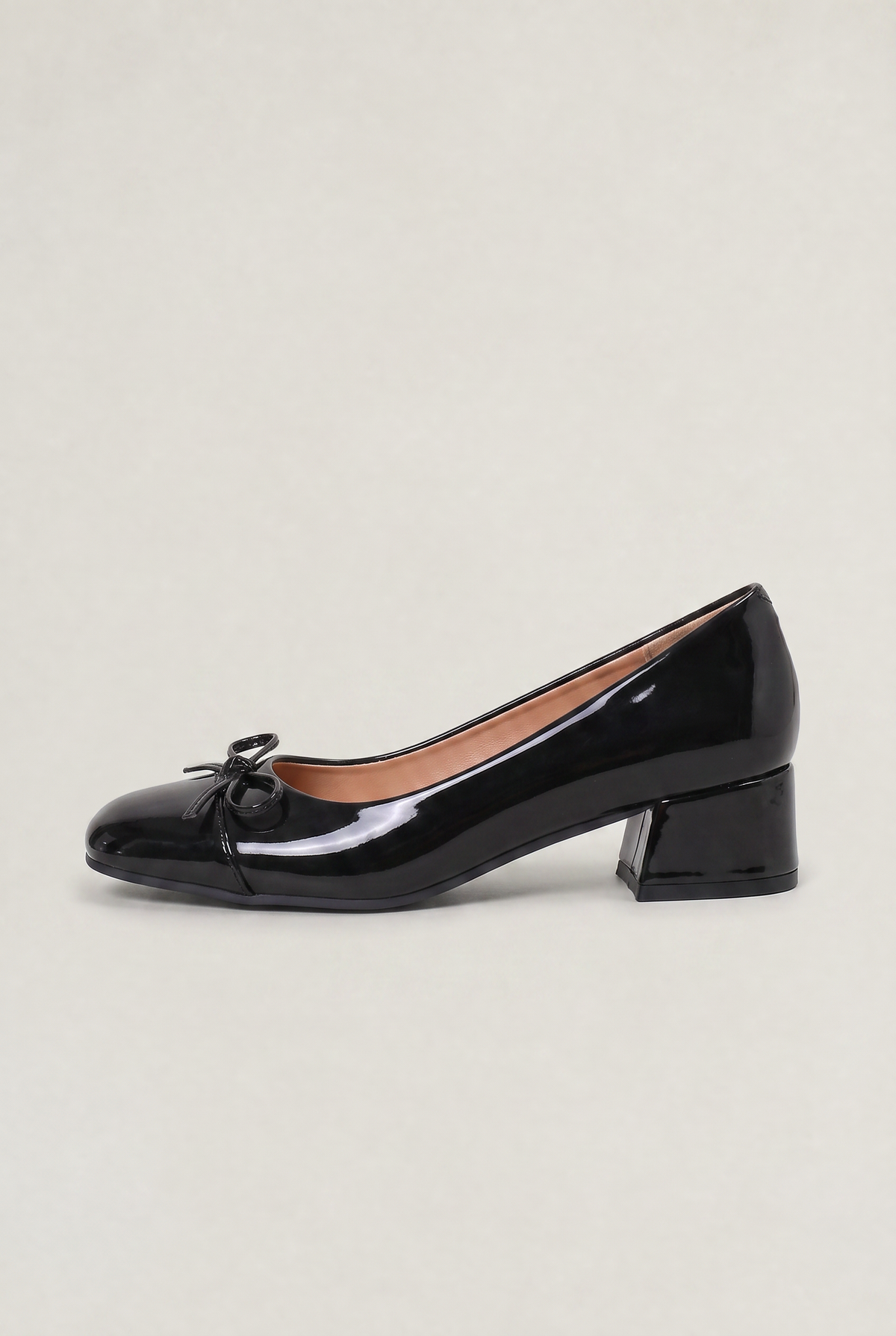 Women’s Patent Bow Block Heel Ballet Pumps