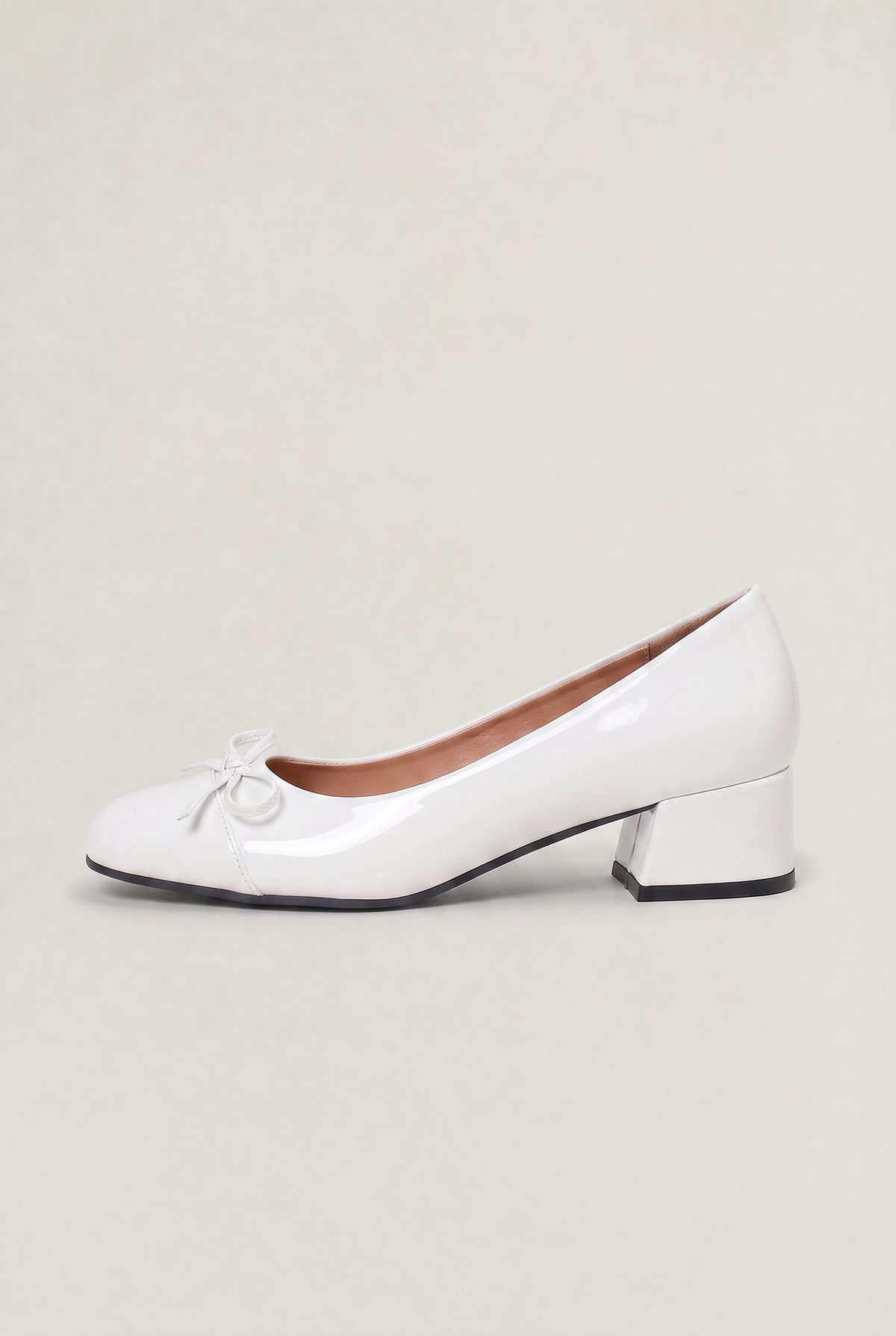 Women’s Patent Bow Block Heel Ballet Pumps
